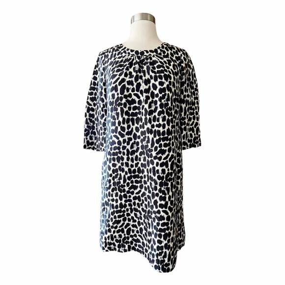KATE SPADE Silk Shift Dress Animal Print Short Sleeves Crew Neck Size 4 EUC - Picture 1 of 9